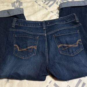 A144.   Vintage America Dark Blue vintage BoHo Cropped Jeans